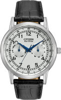 Citizen Eco-Drive Corso Quartz Mens Watch, Stainless Steel with Leather strap, Classic, Black (Model: AO9000-06B)