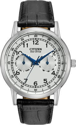 Citizen Eco-Drive Corso Mens Watch, Stainless Steel, Classic Black Strap, Silver Dial