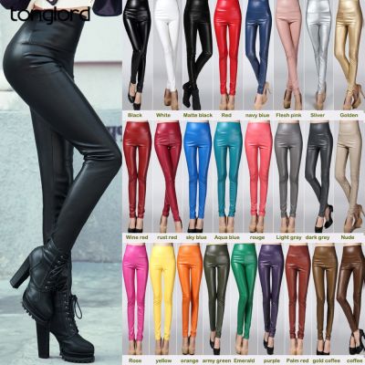 Autumn Winter Women Thin Velvet PU Leather Pants Female Sexy Elastic Stretch Faux Leather Skinny Pencil Pant Women Tight Trouser