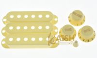 KAISH 3 Sets Aged White ST Knobs,ST Pickup Covers &amp; 5 Way Switch Tip