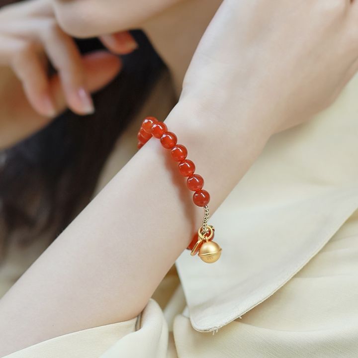 cod-red-agate-bracelet-girl-bell-chalcedony-festive-natal-year-ancient-style-chinese-hanfu-accessories