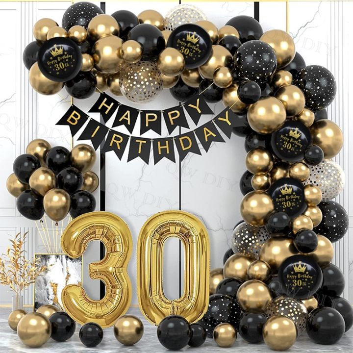 Black 21St 18 30 40 50 60 Happy Birthday Balloons Arche Ballon