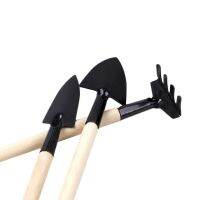 Long Handle Gardening Tools 3PCSSet Wood Handle Metal Head Shovel Rake Spade