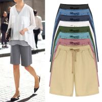 2021 Women Summer Cotton linen Shorts Casual Ladies Drawstring Elastic Loose Short Trousers Oversized S-8XL OMW-5555