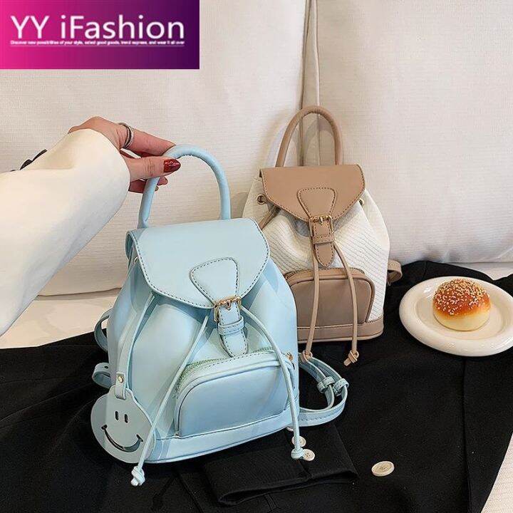 PU backpack female travel 2022 colours satchel draw string mini