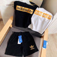 AdidaseS3ชุดสูทผ้าฝ้ายแขนสั้นสำหรับเด็ก,เสื้อยืด + กางเกงขาสั้นใส่อยู่บ้านชุดลำลองสำหรับเด็กอายุ3-12ปี