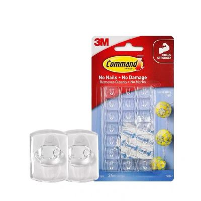 20-Clips 3M Command Decorating Clips Damage-Free Hanging Clear Plastic Hooks Command Decorating Clips, Clear