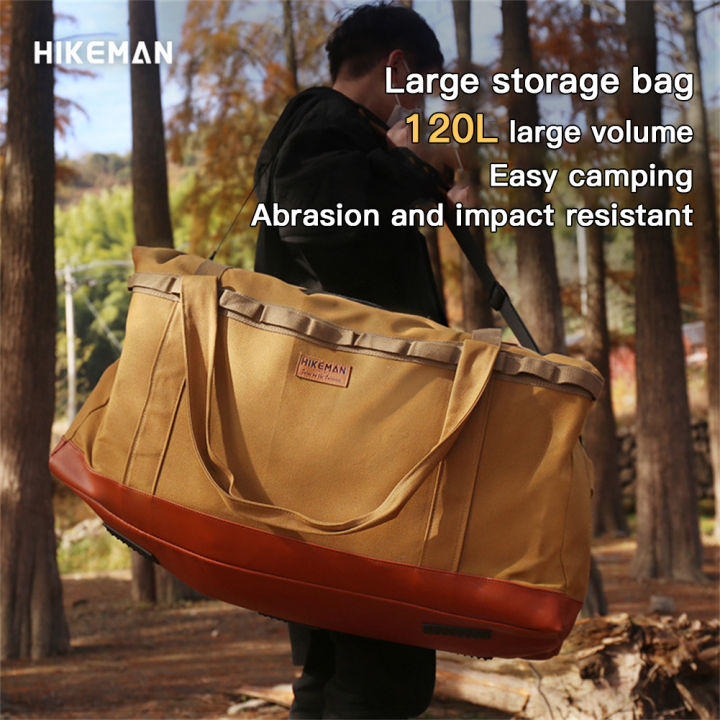 กระเป๋าเก็บของเต็นท์แคมป์ปิ้งกลางแจ้งแบบ120l-อุปกรณ์เสริมเต็นท์ความจุมากกระเป๋าปิคนิคกระเป๋าถือสะพายไหล่กันน้ำ
