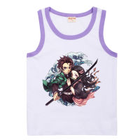 Demon Slayer เสื้อกล้ามเด็กชายสาวฤดูร้อนเสื้อยืดแขนกุดลำลองคอกลมเด็กเสื้อกั๊กเหงื่อ-ดูดซับสำหรับเด็ก8330เสื้อผ้าเด็กผ้าฝ้ายเสื้อลำลอง