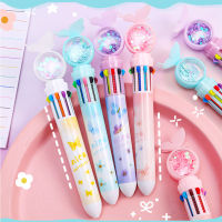 WY ปากกาลูกลื่นลายการ์ตูนนักเรียน10สี0.5มม. น่ารักผีเสื้อ Pulpen Warna Warni เด็กไดอารี่สมุดจดเครื่องเขียน