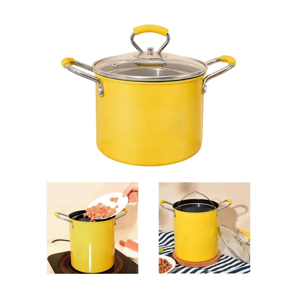 Deep Fryer Pot Deep Fryer with Basket Japanese Oil Saving Multifunctional  Mini Deep Oil Fryer for kitchen Home Kitchen Fryer Fish 3L 