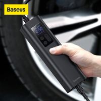 Baseus ปั๊มสูบลม12V แบบพกพาเครื่องอัดอากาศรถยนต์สำหรับรถจักรยานยนต์จักรยานเรือเครื่องสูบลมยางดิจิตอลอัตโนมัติปั๊มเติมลม