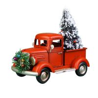 Vintage Red Truck Christmas Decor Handcrafted Red Metal Truck Car Model Christmas Tree for