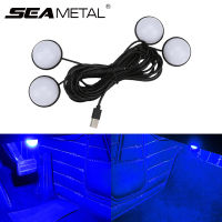 4pcs Led Car Foot Lights Pure Color Ambient Lamp BlueIce BluePink 12V Auto Interior Decorative Atmosphere Light Car Products