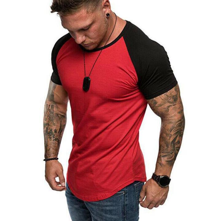 redcloud-ผู้ชายเสื้อแขนสั้นรัดรูปกล้ามเนื้อโรงยิมเสื้อยืด-casual-กีฬา-tee-เสื้อ-tops