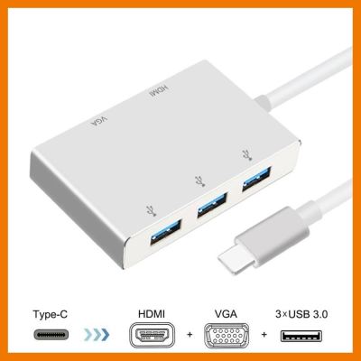 HOT!!ลดราคา USB C to HDMI VGA USB Hub Adapter 5 in 1 USB 3.1 Converter สำหรับแล็ปท็อปสำหรับ MacBook, chromeBook Pixel, Huawei ##ที่ชาร์จ แท็บเล็ต ไร้สาย เสียง หูฟัง เคส Airpodss ลำโพง Wireless Bluetooth โทรศัพท์ USB ปลั๊ก เมาท์ HDMI สายคอมพิวเตอร์