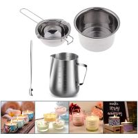 NHBR-4 Set Stainless Steel Double Boiler Long Handle Wax Melting Pot Pitcher Mixing Spoon Candle Soap Making DIY Scented Can