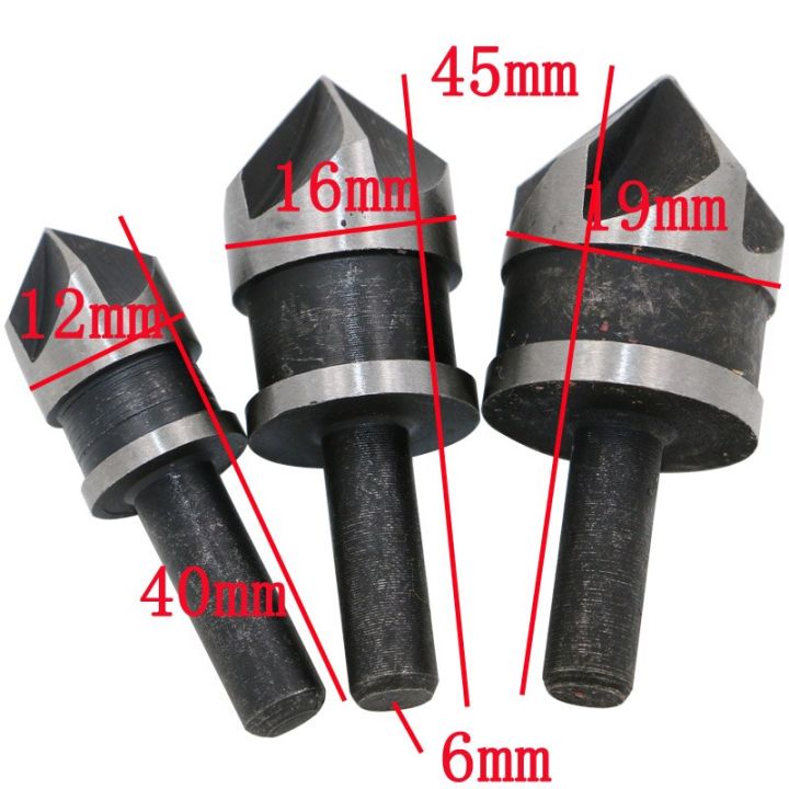 3ชิ้นเครื่องตัดการลบมุมลบมุมดอกสว่านเจาะงานไม้ชุดบิตเจาะซิงค์เคาน์เตอร์82องศา