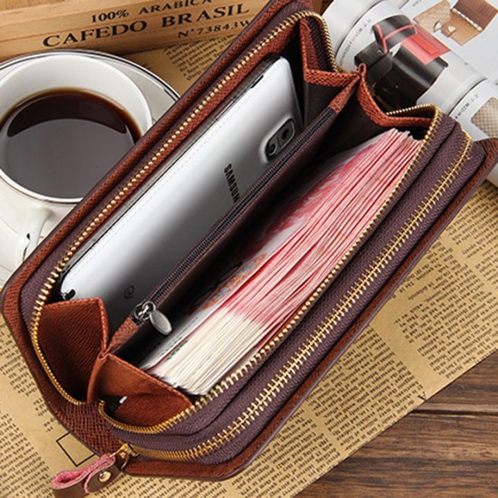 layor-wallet-กระเป๋าสตางค์ผู้ชายมีซิปคู่-กระเป๋าใส่โทรศัพท์มีกระเป๋าหนัง39-s-สไตล์-baellerry-ธุรกิจกระเป๋าสตางค์แบบบางยาวกระเป๋าใส่โทรศัพท์ความจุเยอะ
