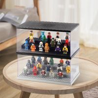 Acrylic Building Block Display Case with LED Light Kit for Lego Mini Figures;Stackable Storage Box for Figurine Toy Collectibles