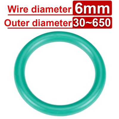 ♞ Fluorine Rubber O-ring FKM Seal CS 6mm OD30mm-650mm Fluoro-oxygen O-ring Seal Gasket Ring Corrosion-resistant Seal Heat Wearable