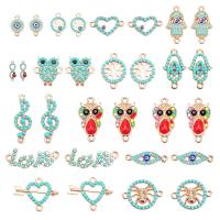 Alloy Enamel Links Connectors with Acrylic Beads Mixed Shapes Sky Blue Mixed Color 28pcs/box