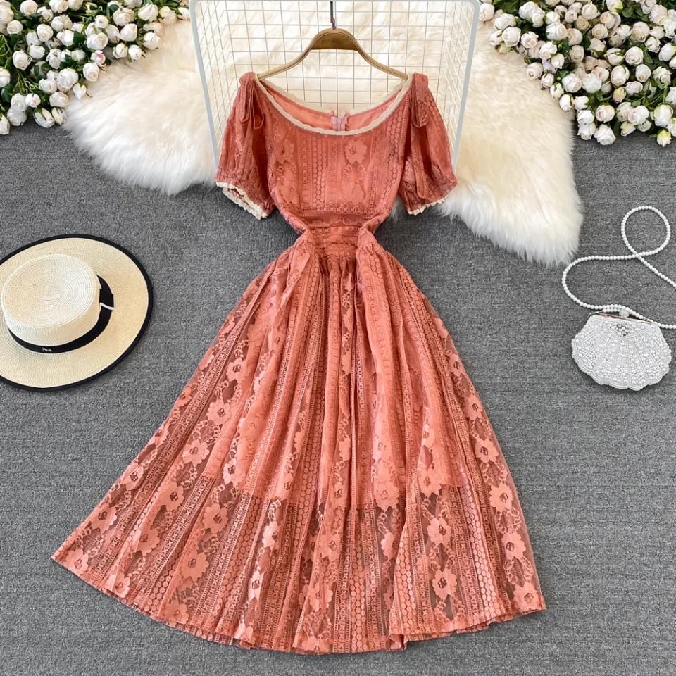 Floral Fashion Summer Dresses Korean | Dress Summer Pink Floral Prints -  Short Sleeve - Aliexpress