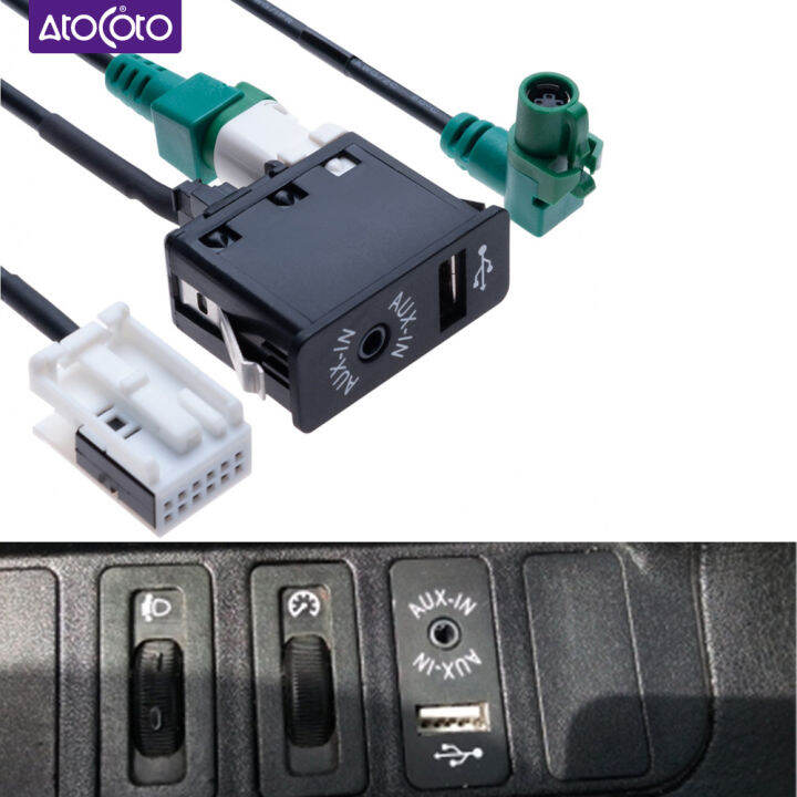 รถ-usb-aux-switch-4-12-pin-connecting-wire-harness-cable-สำหรับ-bmw-e61-e63-e64-e87-f03-e60-f25-f01-f02-e70วิทยุ-f13