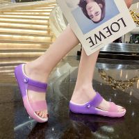 READY STOCK รองเท้าแตะส้นแบนผู้หญิงรองเท้าแตะเจลลี่ชายหาดกันลื่นรองเท้าโรมัน WZZ Womens Flat Shoes jelly sandals non-slip beach hole Roman shoes