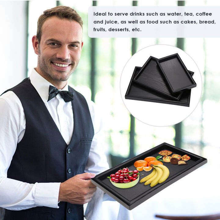 Wooden Trays, Black Tray, Tea/beverage Dish, Rectangular Wooden Coffee Table Tray, Small Tray for Dinner Used in Bedroom, Living Room, Kitchen, Hospital(22 * 15