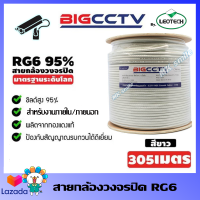 BIGCCTV สาย RG6 ยาว 305 เมตร (สีขาว) ใช้สำหรับงานกล้องวงจรปิด ระบบดาวเทียม รุ่นชิลด์ 95% ป้องกันการรับสัญญาณรบกวน