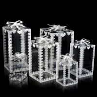 50pcs New Clear PVC Box Packing Wedding/Christmas Favor Cake Packaging Chocolate Candy Dragee Apple Gift Event Transparent Box