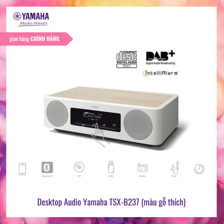 Trả góp 0%]Máy nghe nhạc mini Yamaha TSX-B237 | CD Player | Radio |  Bluetooth  | Tích hợp sạc không dây cho Smartphone | HÀNG CHÍNH HÃNG |  