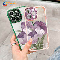 Sladen สำหรับ iPhone 14 13 12 11 Pro Max PLUS แฟลชเพชร ZY07ภาพวาดสีน้ำมันช่อดอกไม้แฟชั่นเคสโทรศัพท์