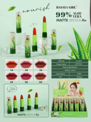 HH1067 💋💋 ลิปสติก โทนส้มชมพู6 [HASAYA GIRL] อโลเวร่า 99% กันน้ำ ติดทนยาวนานตลอด พร้อมส่งในไทย💋