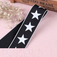 2M 4cm White Star Grosgrain Ribbon Black Webbing Wired ribbon organza ribbon DIY DIY Sewing Clothing accessories Craft supplies Gift Wrapping  Bags