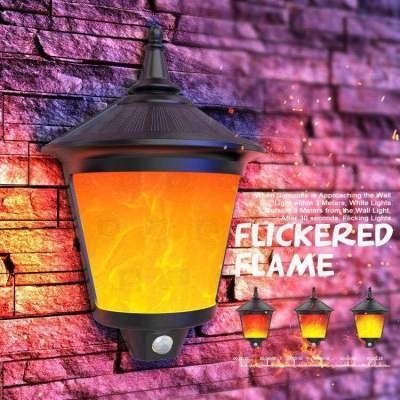 Solar Lamp Courtyard Lamp Outdoor 96Led Landscape Floodlight Garden Ground Flame Human Body Induction Wall Lamp