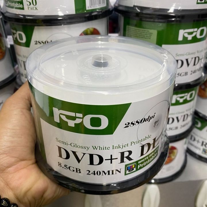 dvd-r-dl-8-5gb-ryo-8x-white-semi-glossy-inkjet-printable-pack-50