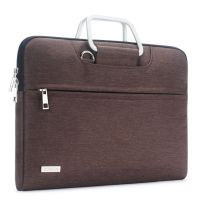 Water Resistant 13 14 15.6 17.3 Inches Laptop Bag With Aluminum Handle Shoulder Strap Sleeve Carry Case Brown Grey