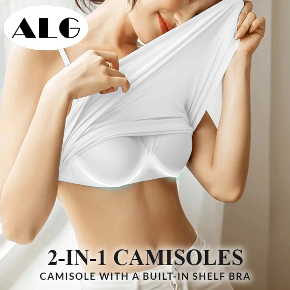 Women Cotton Camisole With Shelf Bra Adjustable Spaghetti Strap Tank Top  Cami Tanks_s