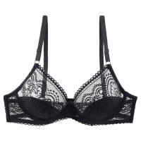 Xiushiren แฟชั่น Unlined Underwire Ultra บางเซ็กซี่ลูกไม้ Bras สำหรับผู้หญิงสายรัดปรับสุภาพสตรี Floral Bralette 34C 36C 38C 40C 42C 44C