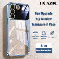 ROAZIC Electroplated โปร่งใสสีฟ้าเคสสำหรับ VIVO V27 V25 V23e V21 V20 Y75โปร Y55 Y36 Y35 Y33 Y27 Y12S Y12A Y21 Y21T Y20 4G 5G Y20i มุมมองขนาดใหญ่การป้องกัน Y20S c01-1กรอบแบบนิ่มป้องกันการตก