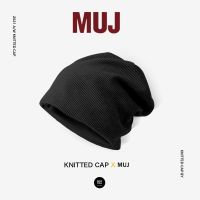 MUJI หมวกถัก Baotou แบบไม่มีลายสำหรับทั้งหญิงและชายสี่ฤดูเทรนด์ล่าสุดหมวกถัก Topi Dingin หมวกขนสัตว์2023