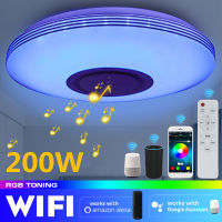 200W โหมดการทำงานสมาร์ท Led ไฟเพดานบลูทูธ Wifi โคมไฟเพดาน Led Rgb ลำโพงหลอดไฟแบบหรี่ได้ App ระยะไกล Room Mobile App และบลูทูธสามารถปรับประหยัดพลังงาน