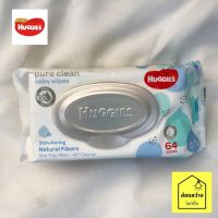 HUGGIES ฮักกี้ ทิชชู่เปียก Pure Clean Baby wipes ขนาด 64 แผ่น