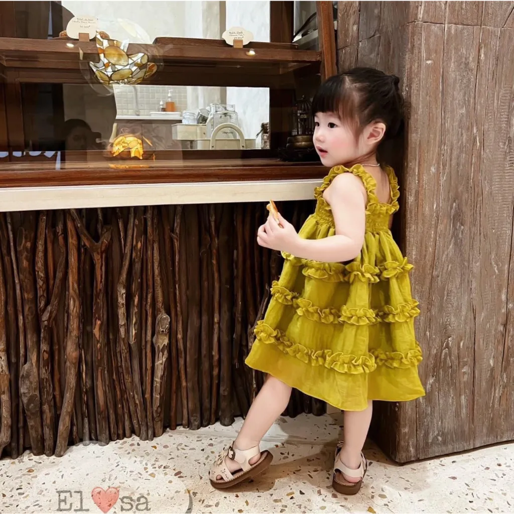 Váy bé gái - Váy Maxi 2 Dây Nhúm Tầng siêu xinh cho bé gái 1 - 8 ...
