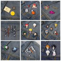 ◎  2-7Pcs/Set Manga Brooches Demon Slayer Genshin Enamel Pins JOJO Kamado Tanjirou Badge Anime Gifts Jewelry