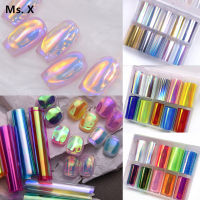 1 Box Aurora Nails Foil Film Sticker Cellophane Paper Korean Nail Glass Foils Trend Design Ice Cube Manicure Nail DIY Decoration