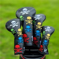 Skull Golf Headcover PU Leather Golf Headcover For Driver(460Cc)  Fairway Hybrid(UT) 135H Iron Putter Golf Club Cover Waterproof