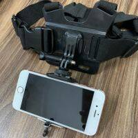 ♡สายรัดหน้าอกสำหรับ GoPro Hero 8 7 6 5 4 3 SJCAM SJ 4000 Action Camera และมือถือ Android IOS♒